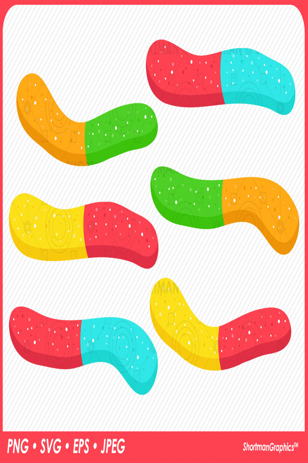 Gummy Worms Clipart- SVG PNG
