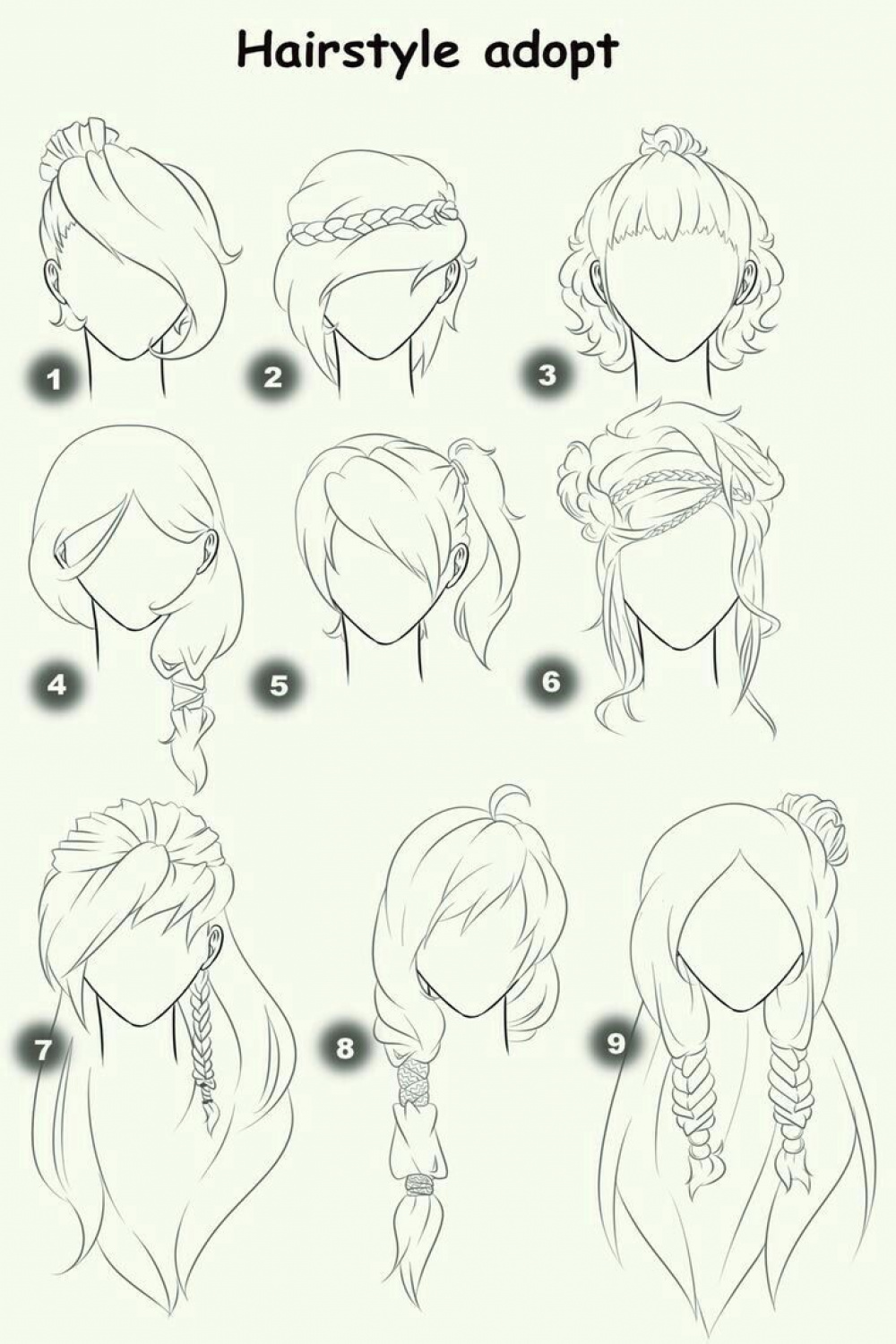 Hairstyle Adopt, text, woman, girl, hairstyles; How to Draw Manga