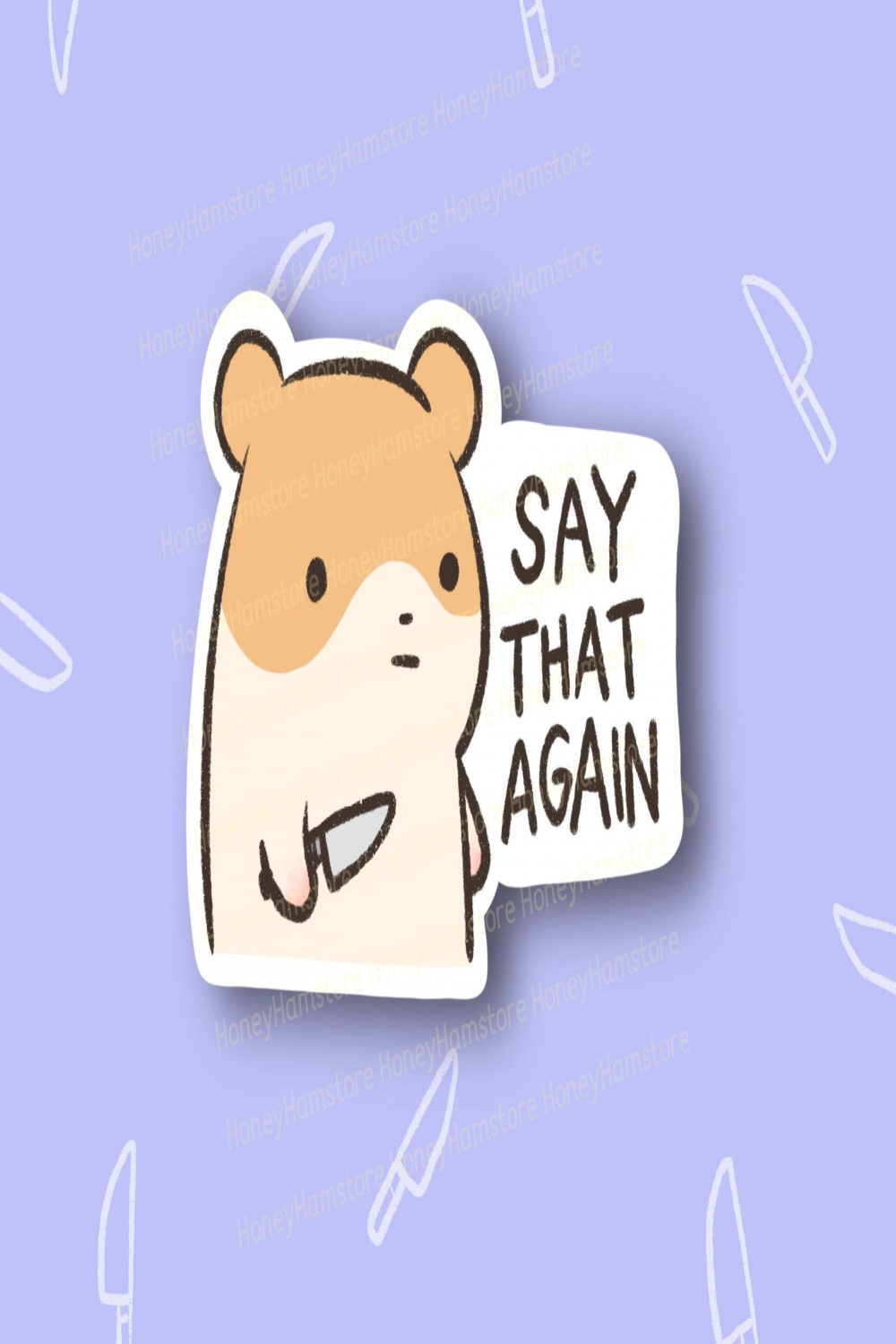 Hamster With Knife Sticker Funny Meme Sticker Cute Laptop Sticker