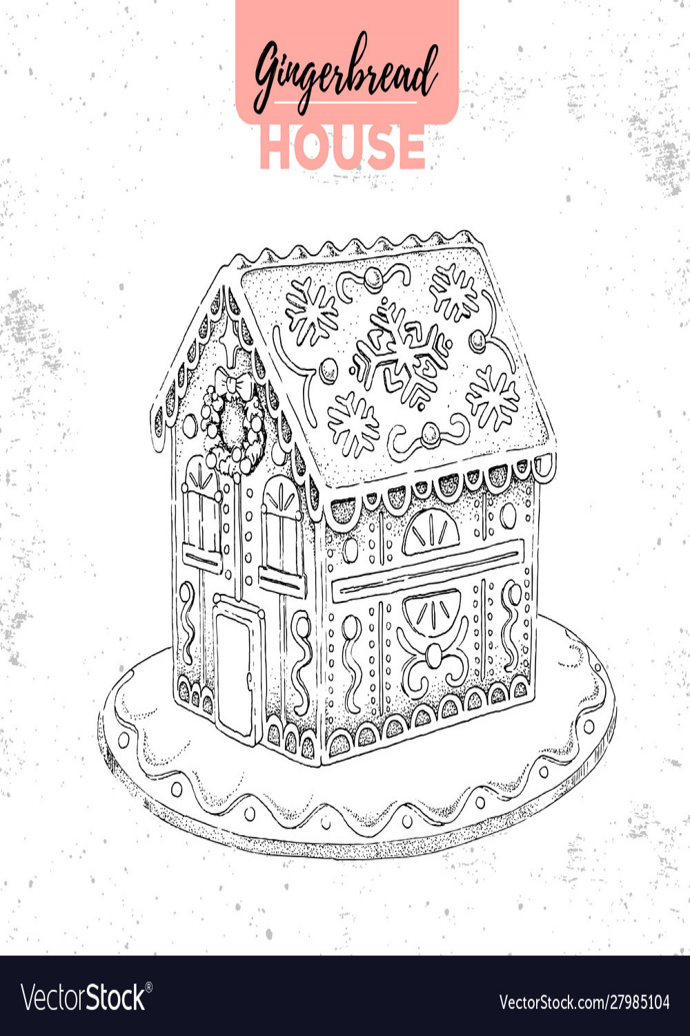 Hand drawing christmas gingerbread house Vector Image