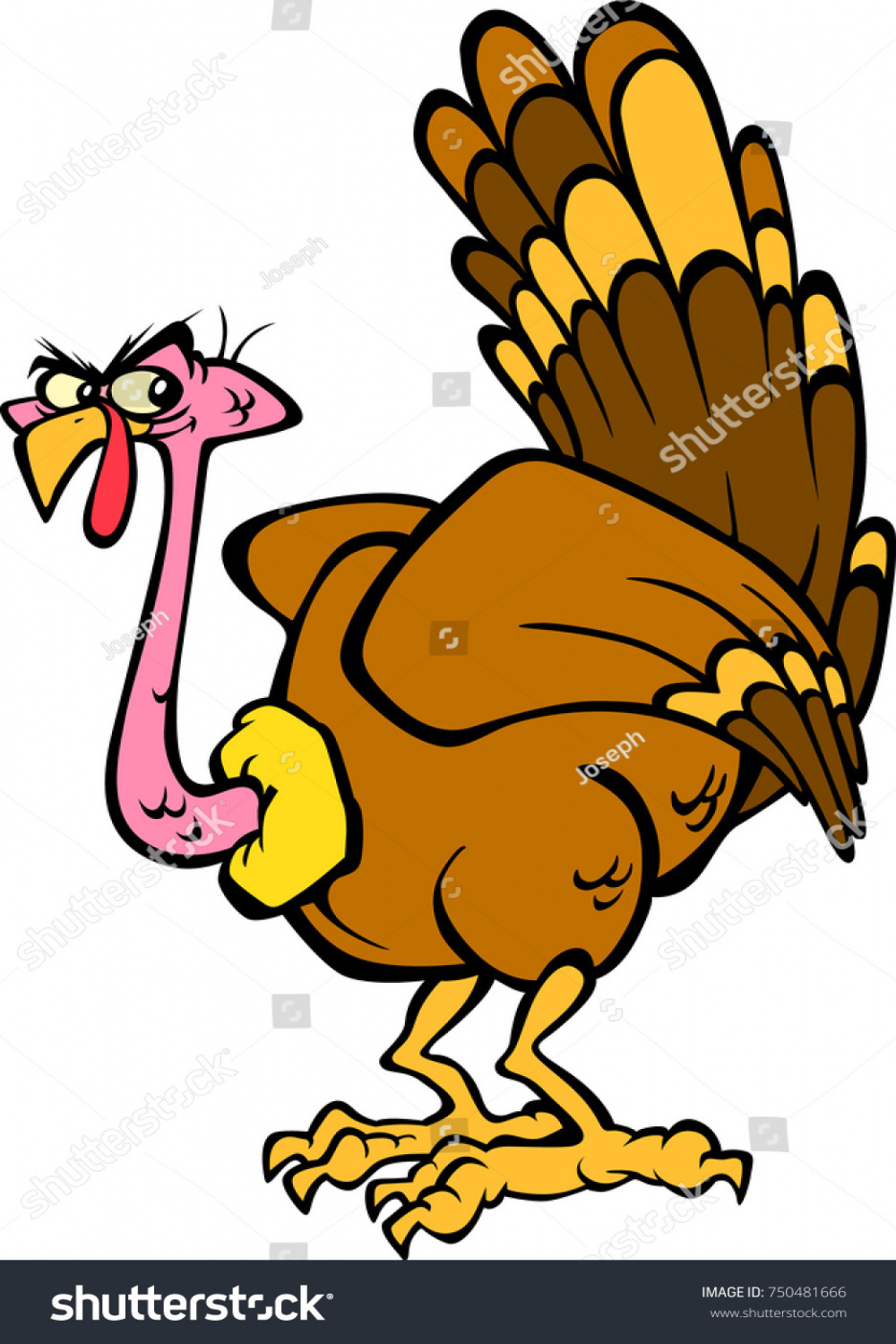 Hand Drawing Fun Funny Cartoon Turkey Stock Vector (Royalty Free