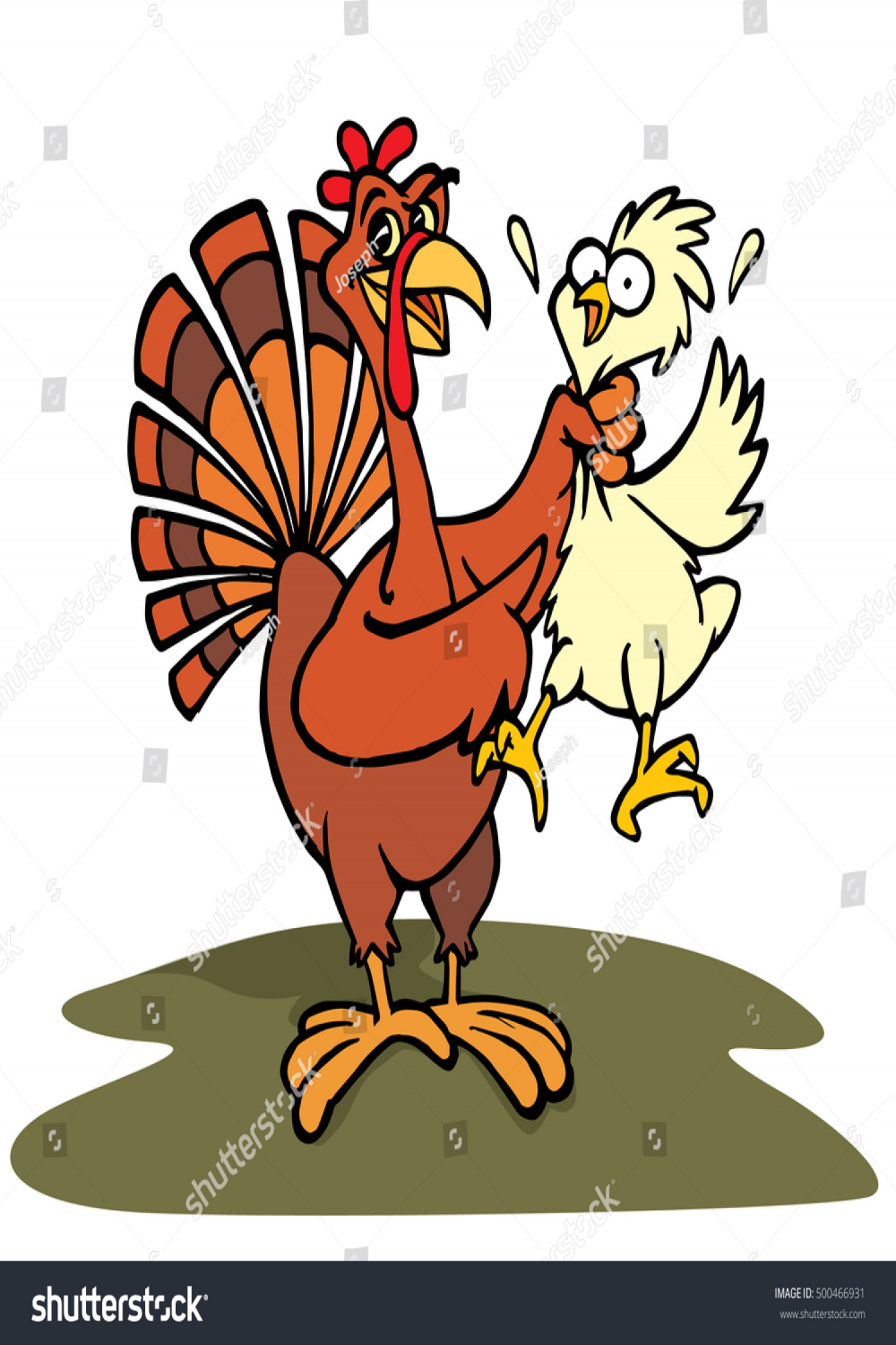 Hand Drawing Fun Funny Cartoon Turkey Stock Vector (Royalty Free