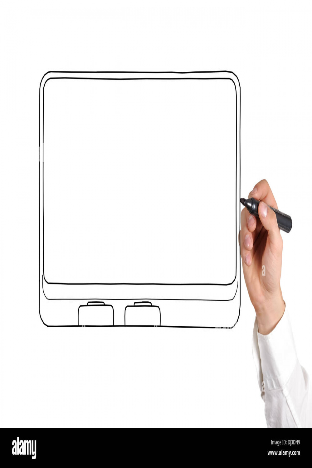 Hand drawing touchpad on white hi-res stock photography and images