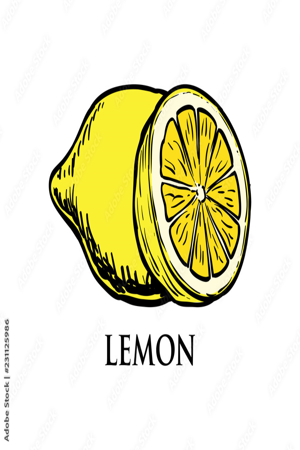 Hand Drawing Vector Fresh Yellow Lemon Fruits Sign Symbol Icon