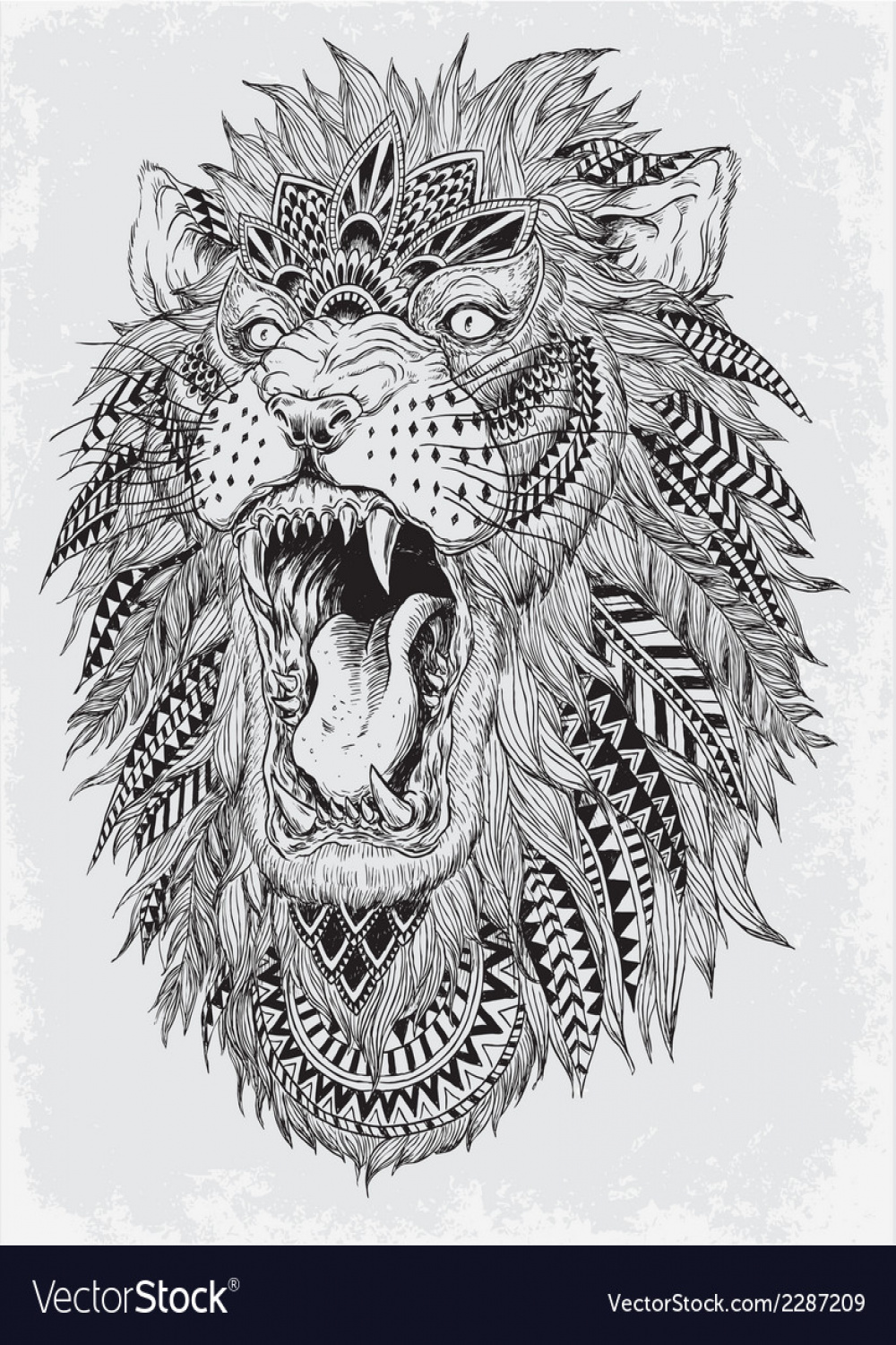 Hand drawn abstract lion Royalty Free Vector Image