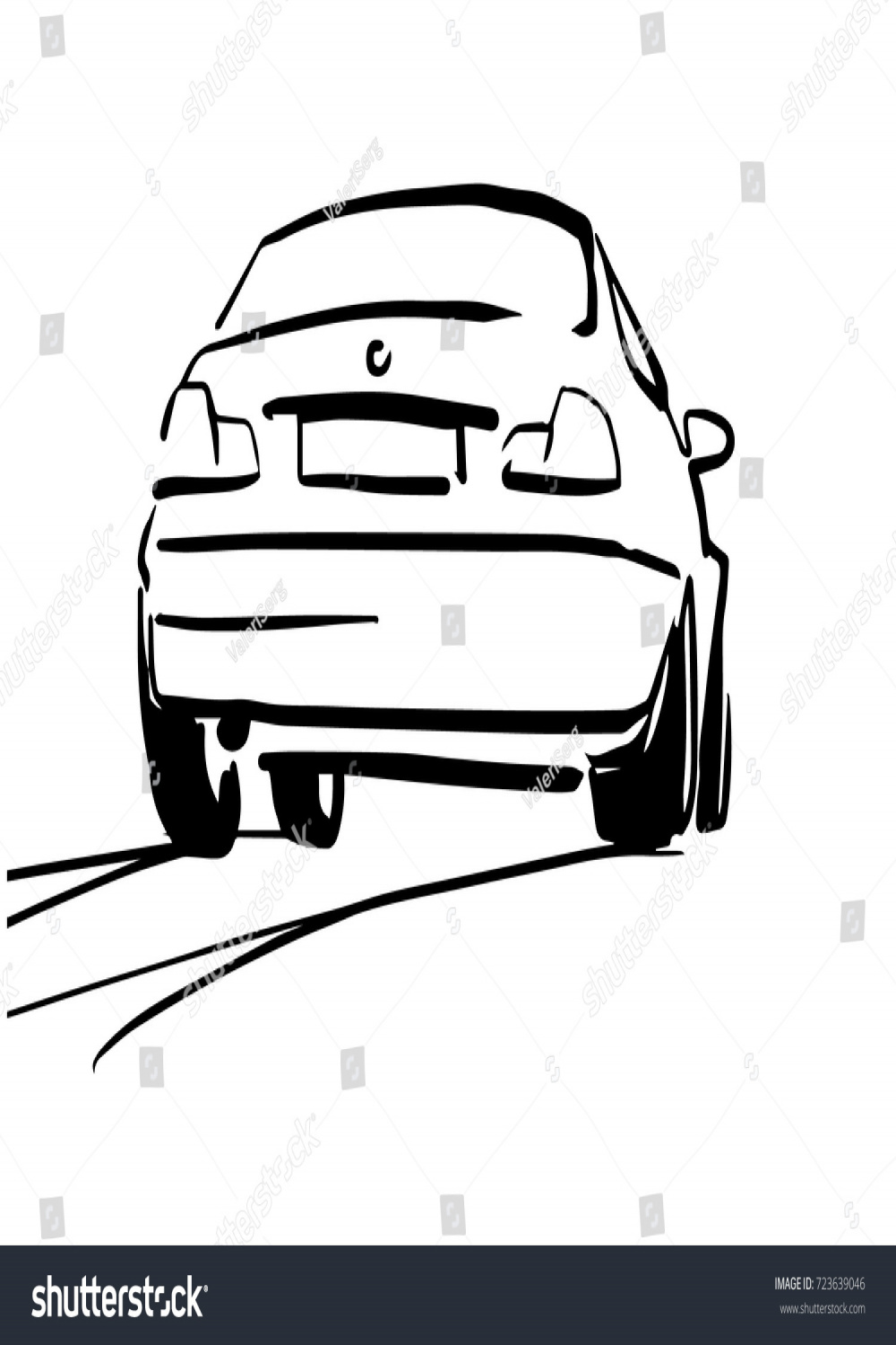 Hand Drawn Car On Road Black: Stock-Vektorgrafik (Lizenzfrei