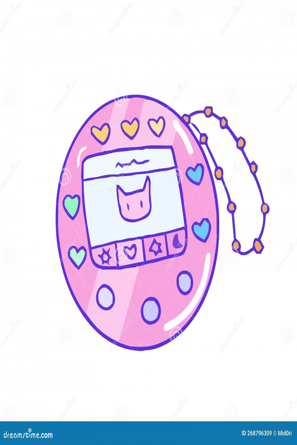 Hand Drawn Cute s Aesthetic Girl Pocket Game Device Stock Vector