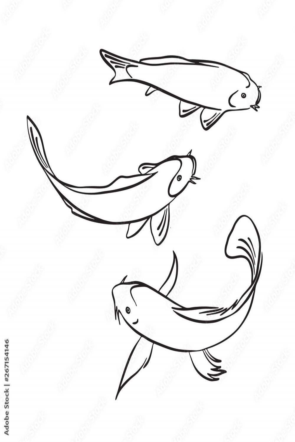 Hand drawn fish set