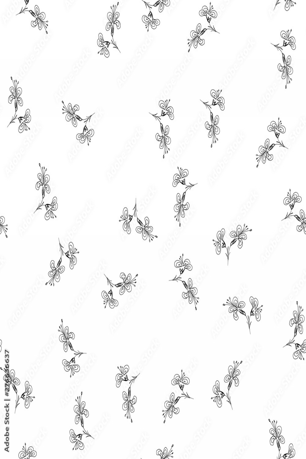 Hand drawn seamless outline simple flowers for wallpaper design