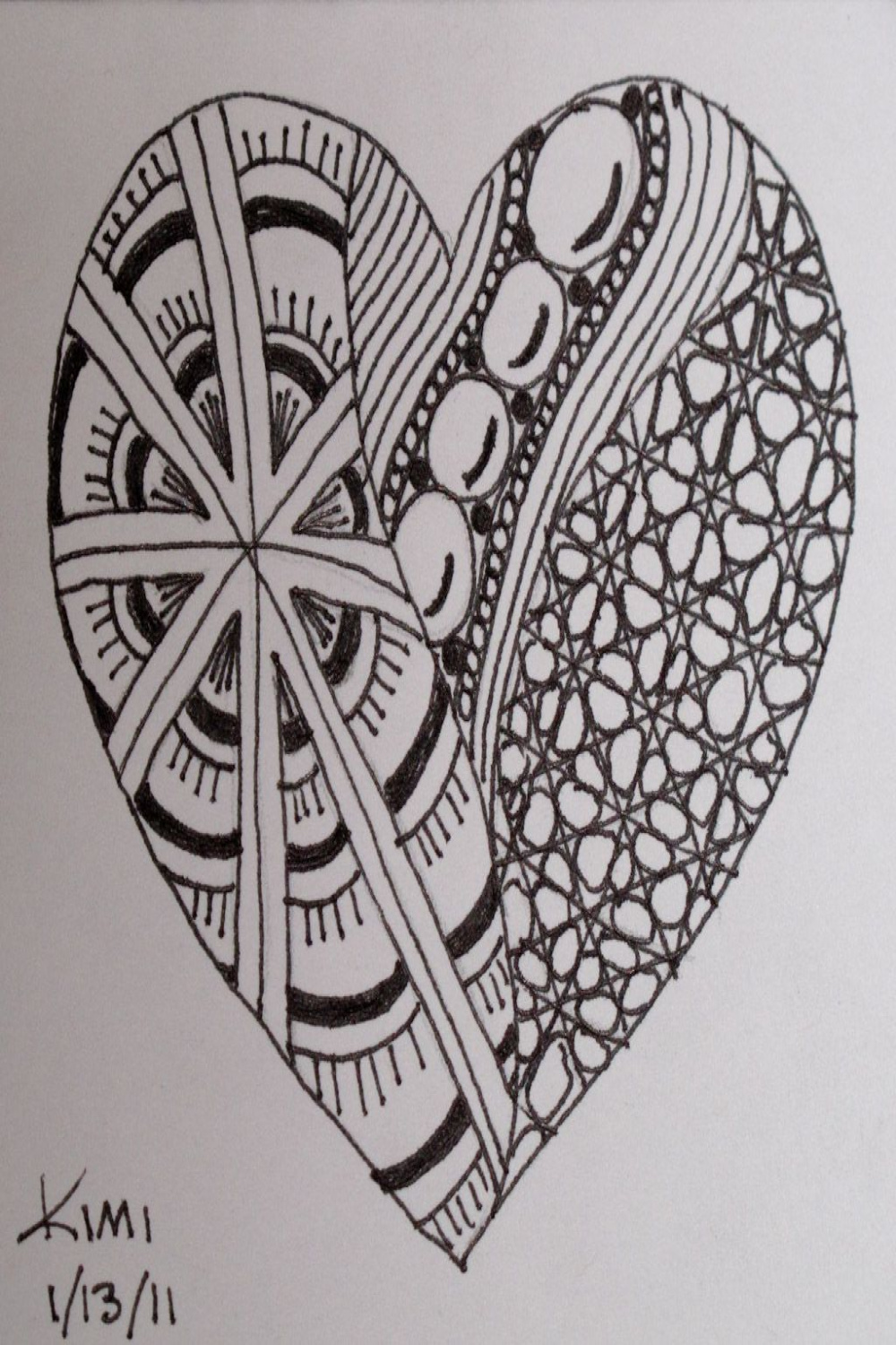 Heart by Kimzhouse  Zentangle patterns, Easy zentangle patterns
