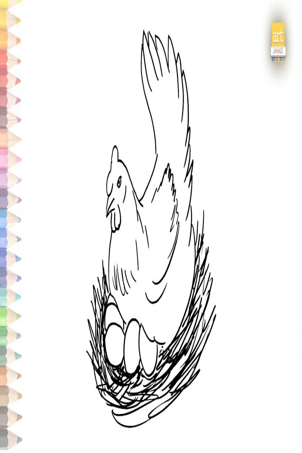 Hen sits on Eggs drawing easy  How to draw A Hen with eggs step by step  drawing  drawing tutorials