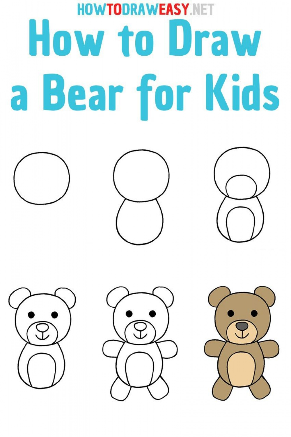 How to Draw a Bear for Kids step by step  Cool drawings for kids