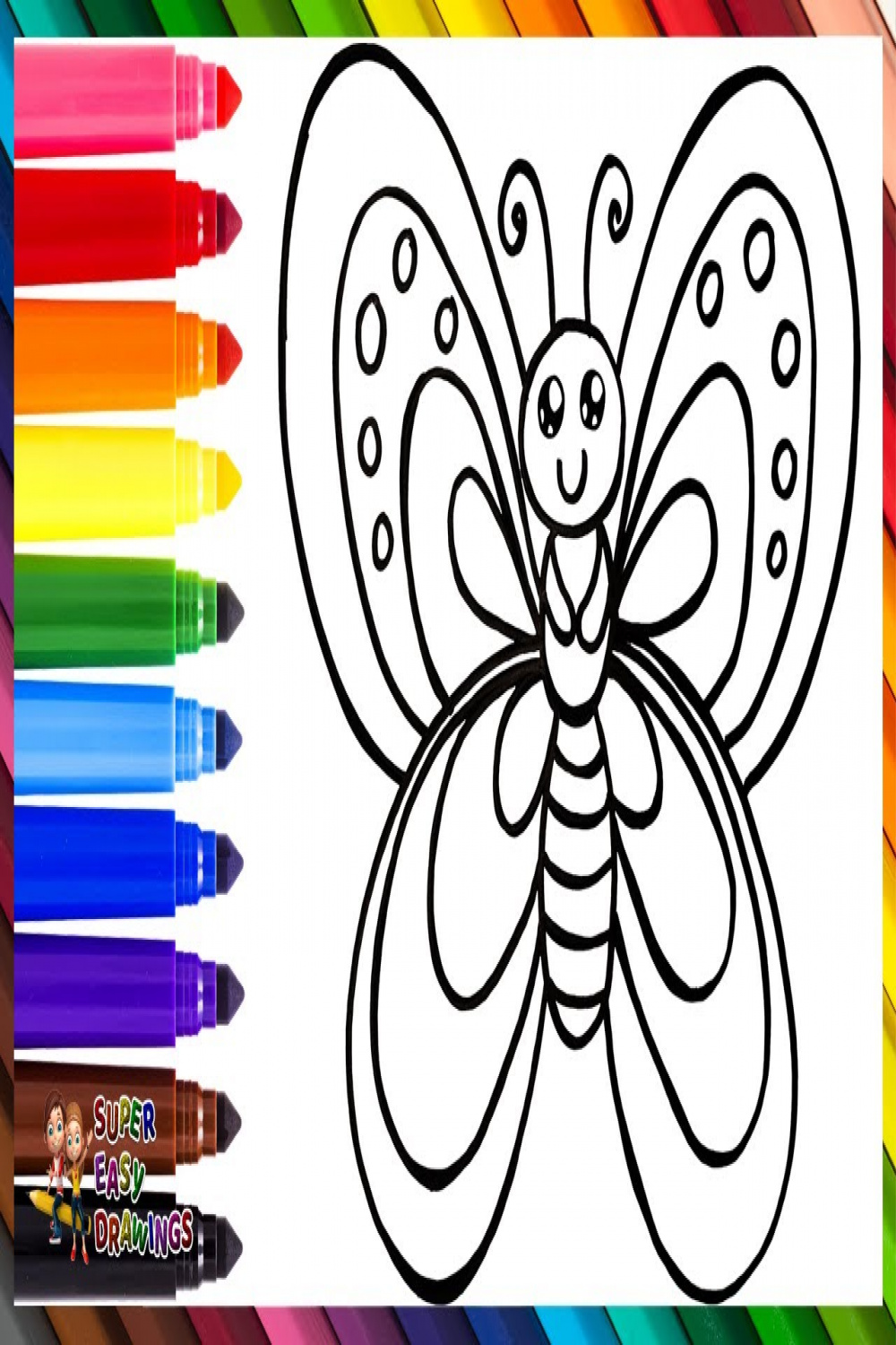 How To Draw A Butterfly 🦋 Drawing And Coloring A Cute Rainbow Butterfly 🌈  Drawings For Kids