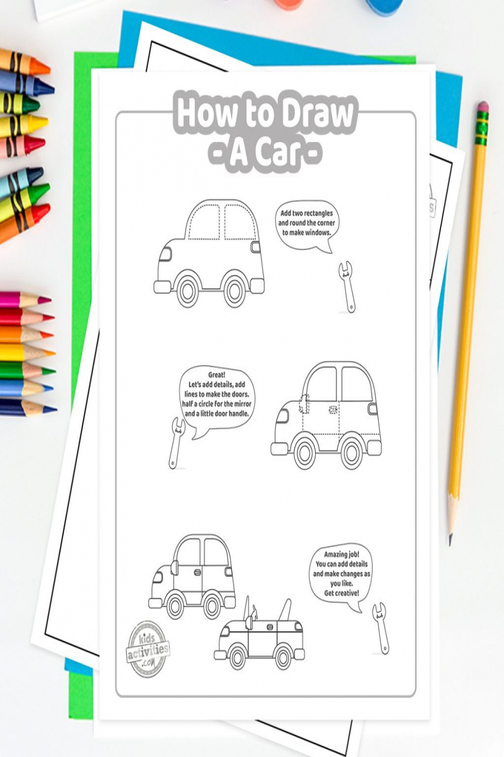 How to Draw a Car Easy Tutorial (Printable) • Kids Activities Blog