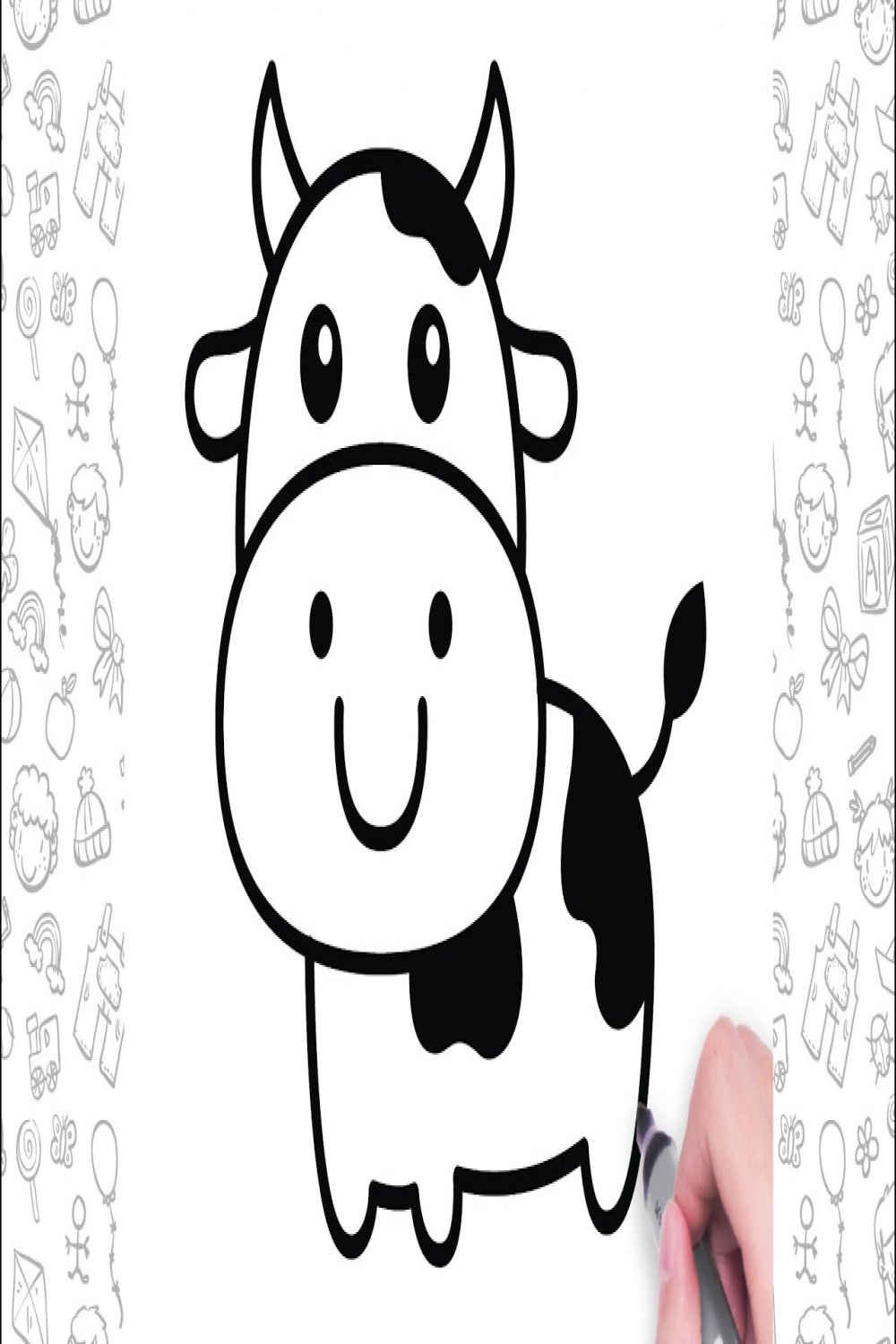 How to draw a Cow Easy  Cartoon Cow Drawing for Children  Cow drawing  step by step