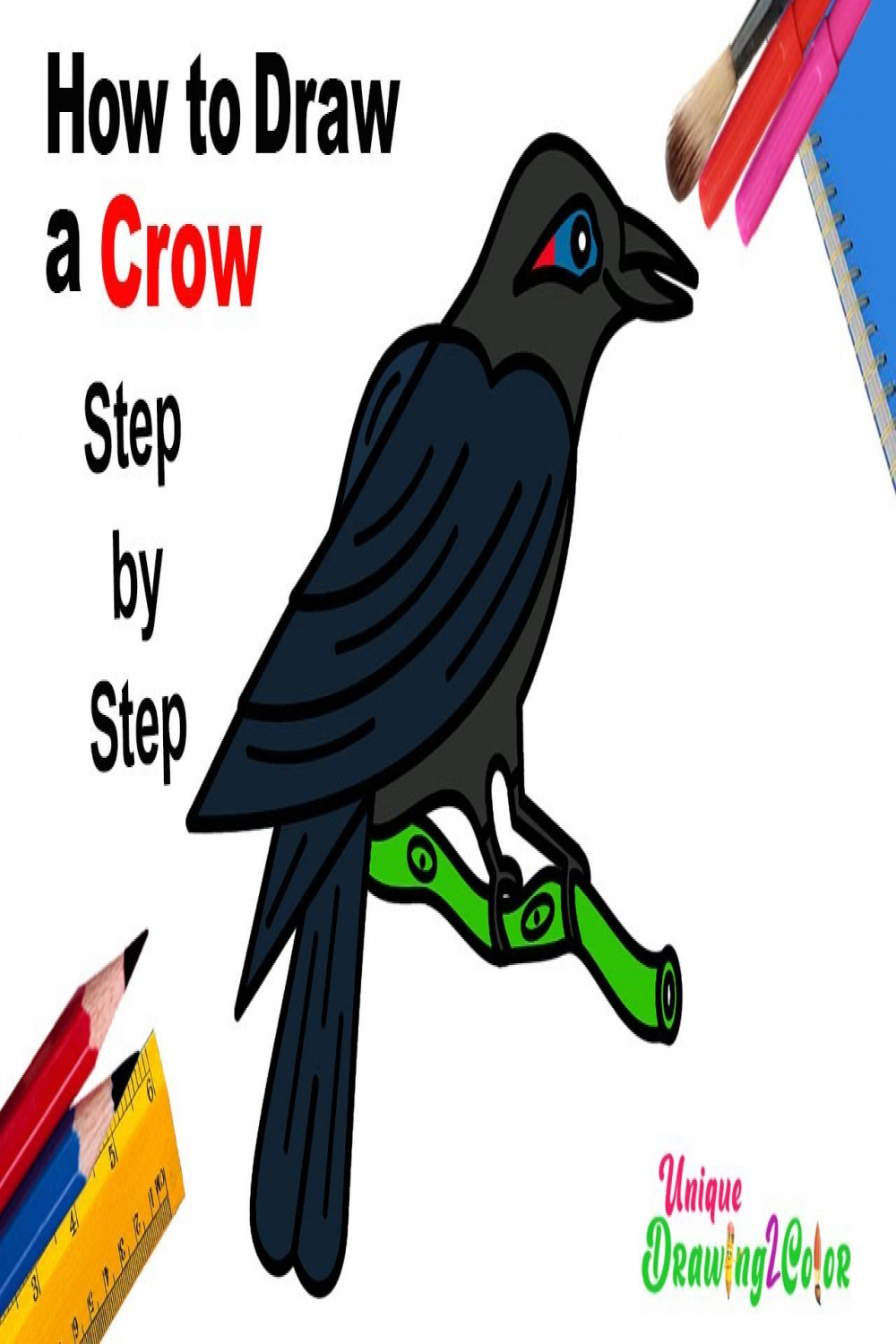 How to Draw a Crow (Easy Step by Step Drawing)