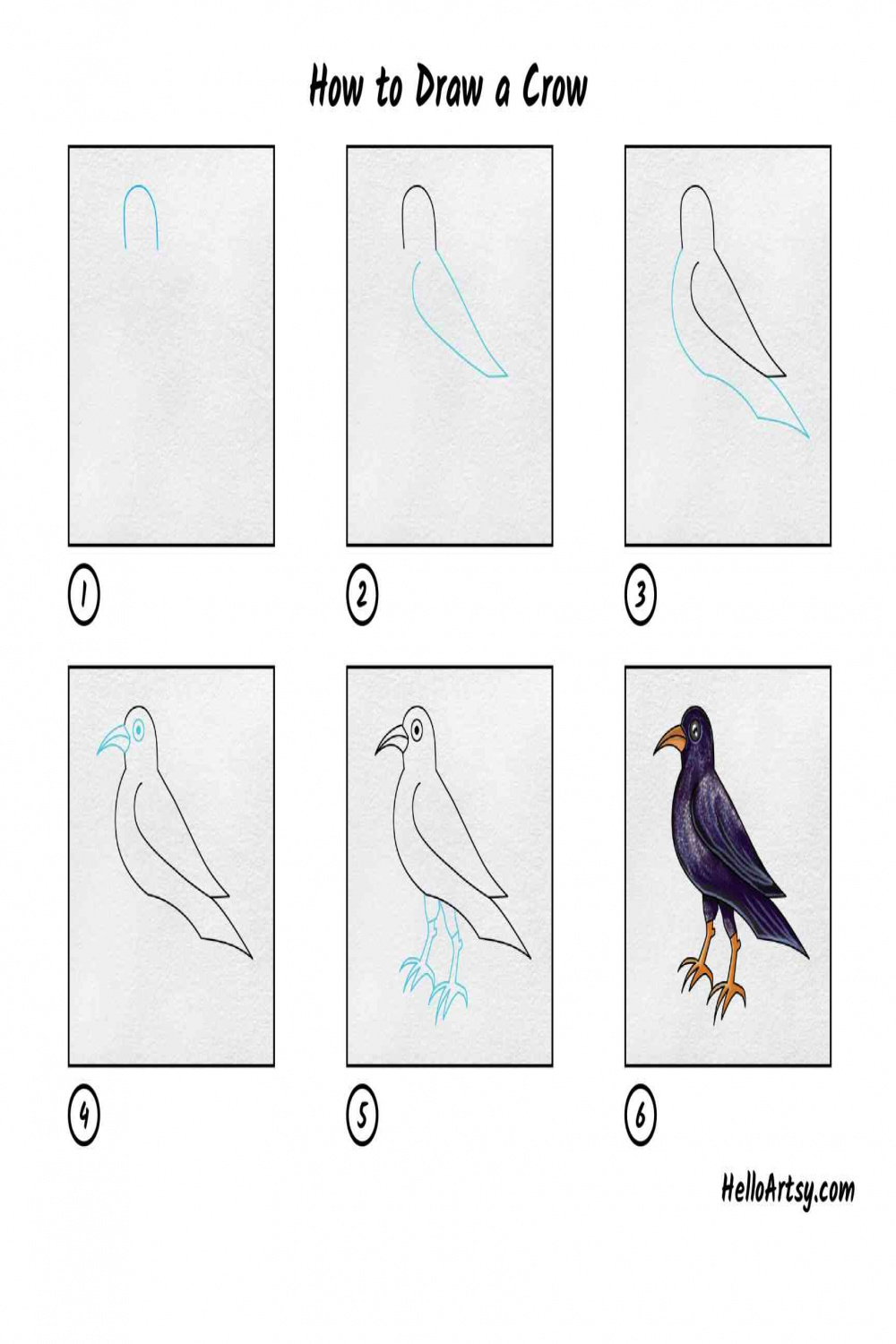 How to Draw a Crow - HelloArtsy