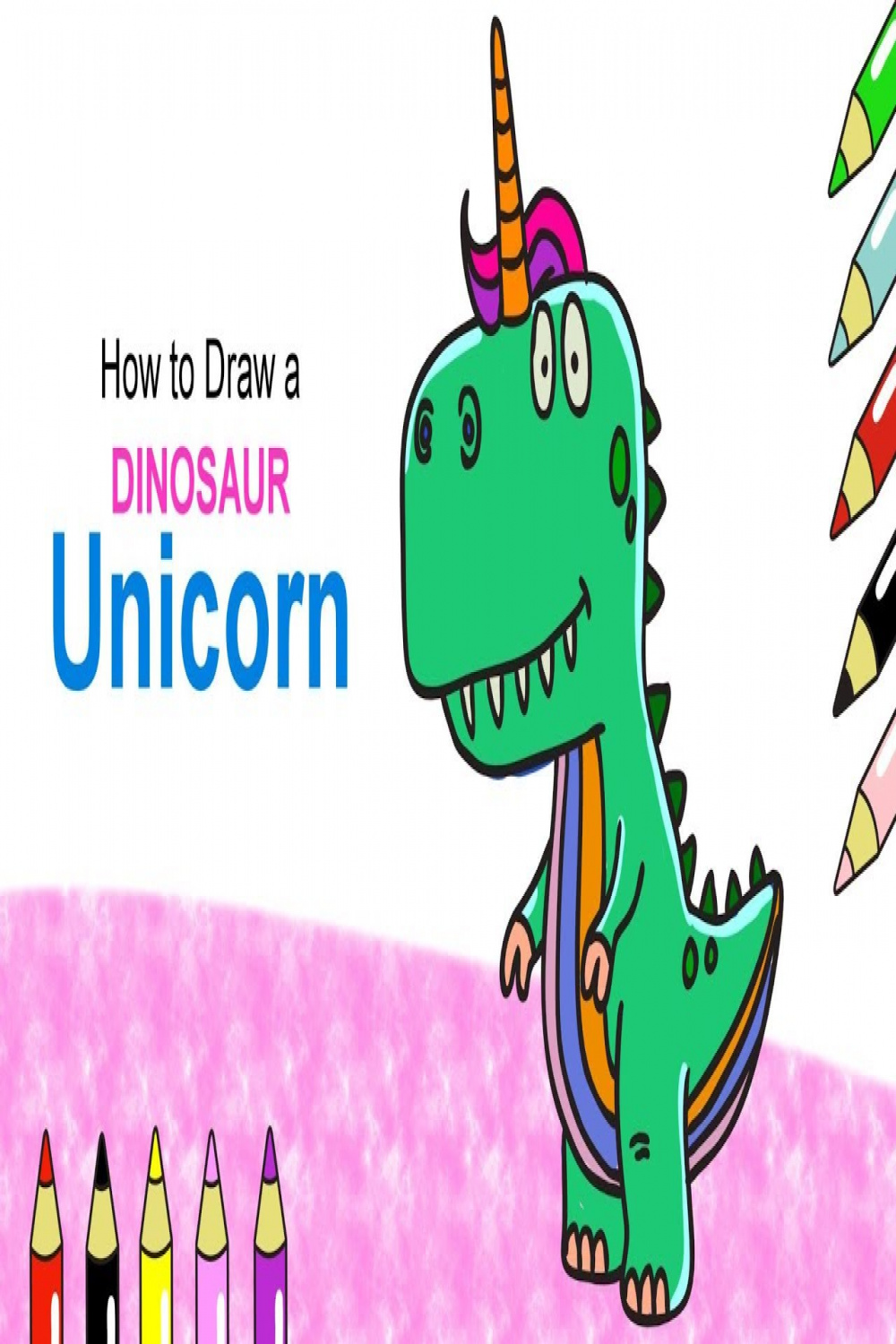 How to Draw a Cute Dinosaur Unicorn - Super Easy Kids Drawings Step by Step