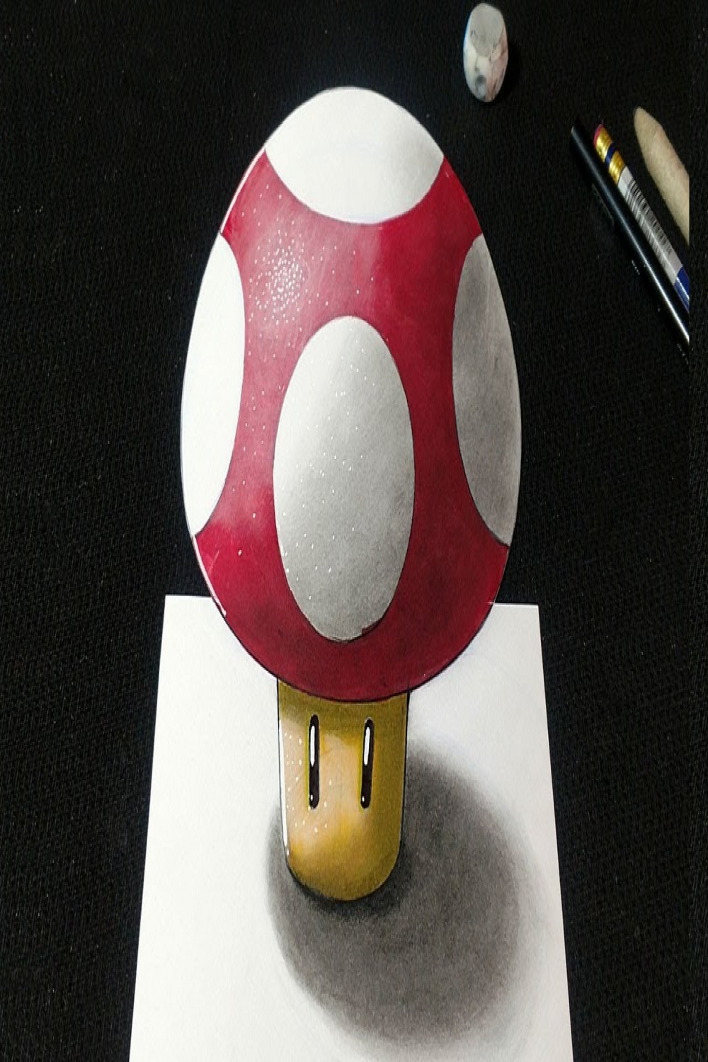 How to Draw a d Mario Mushroom - D on paper easy drawing