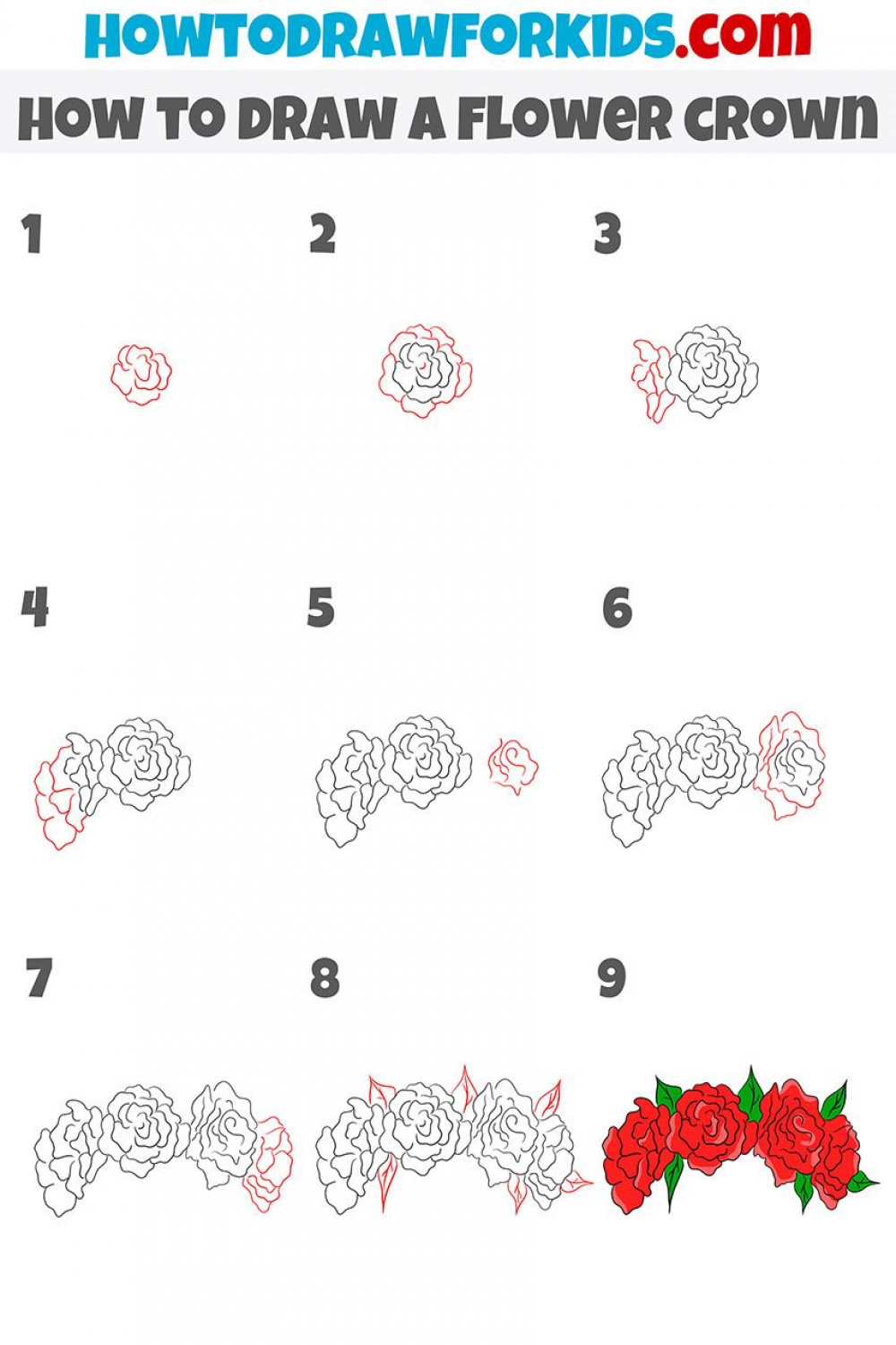 How to Draw a Flower Crown  Flower crown drawing, Flower crown