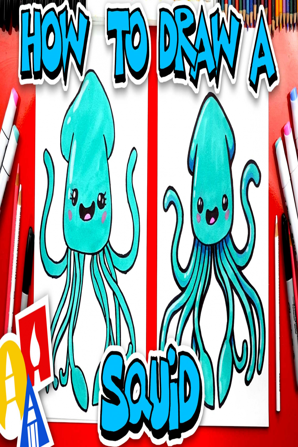 How To Draw A Funny Cartoon Squid - Art For Kids Hub -