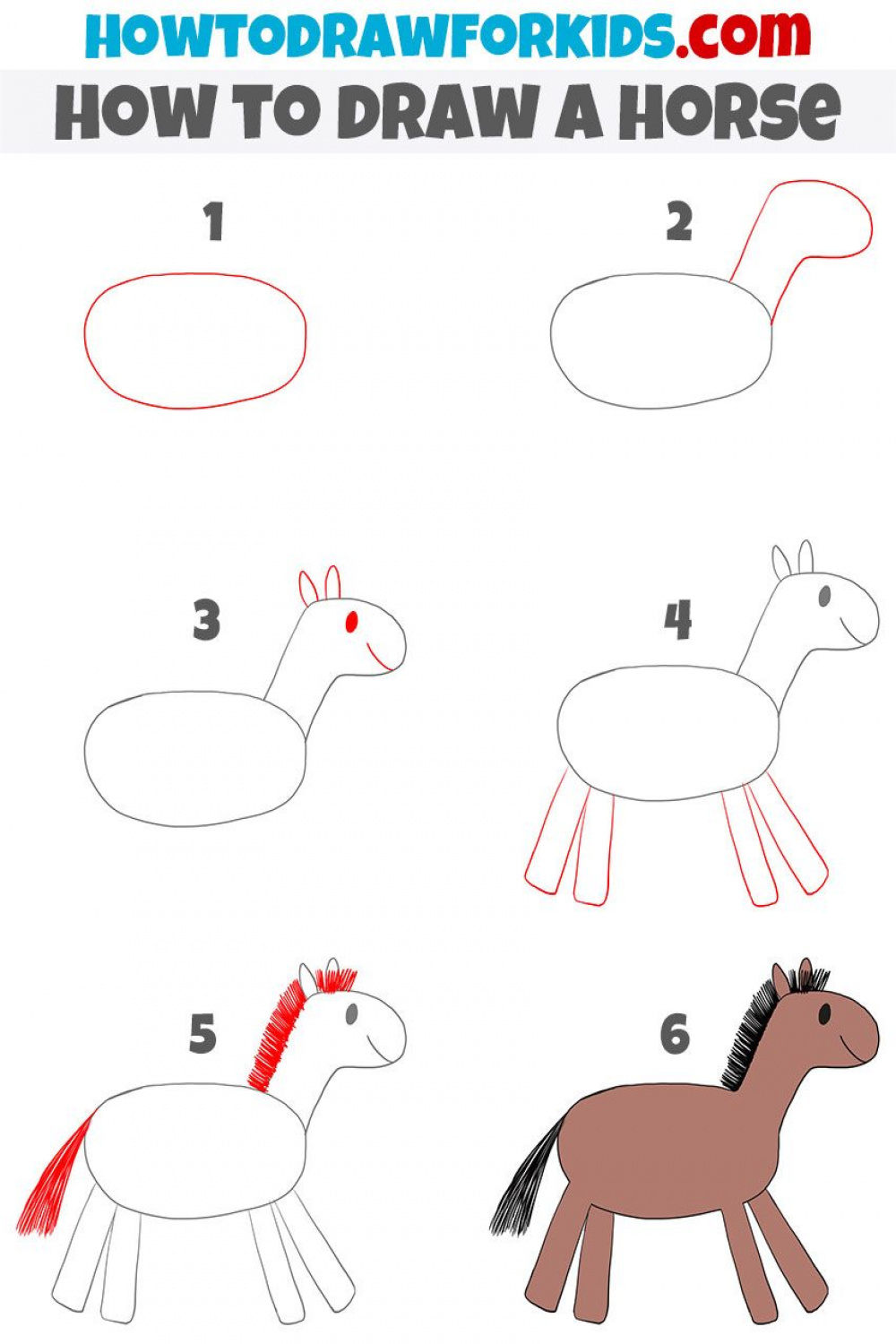 How to Draw a Horse for Kindergarten - Easy Drawing Tutorial For