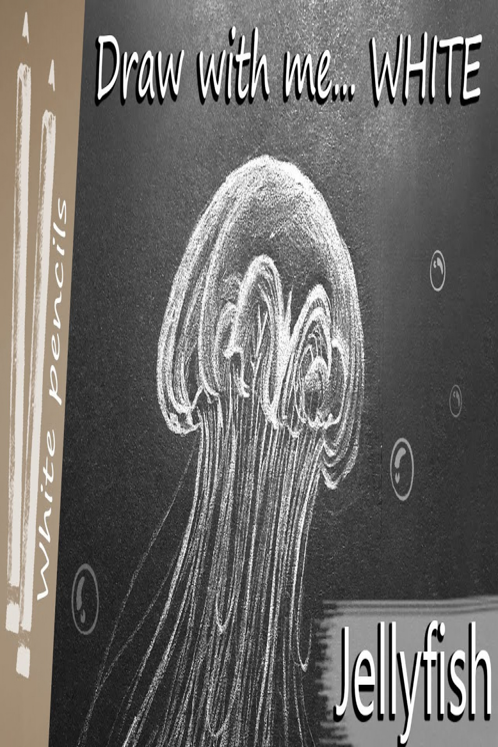 How to draw a Jellyfish with white pencil on black paper  step by step
