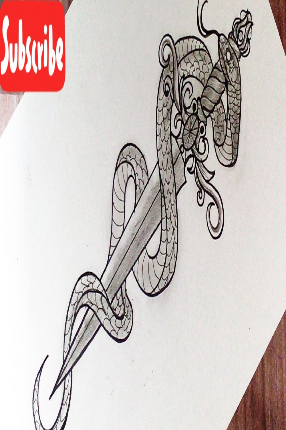 How to draw a sword with snake  sword tattoo drawing