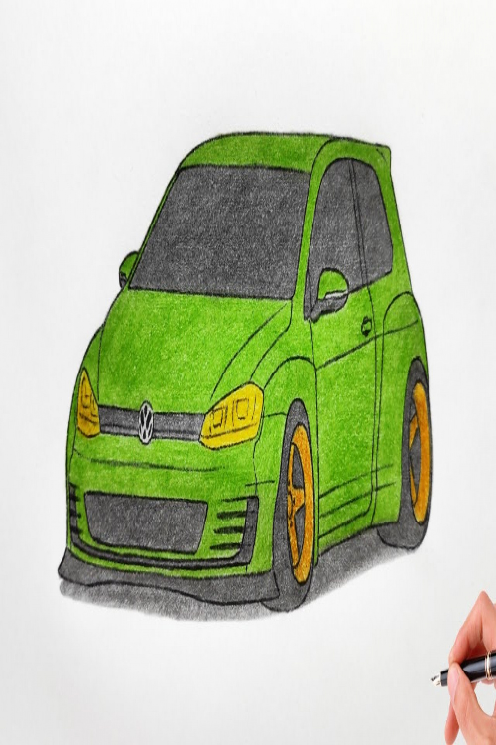 How to draw a VOLKSWAGEN GOLF  GTI  / drawing vw golf VII tcr rocket  bunny  stance