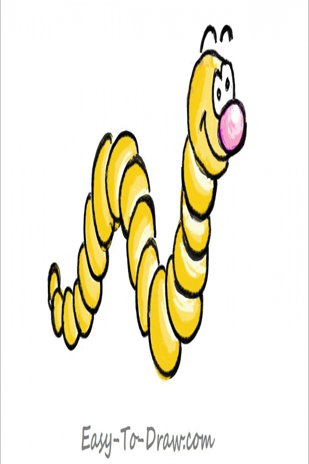 How to draw a worm (earth worm) step by step - Free & Easy Tutorial