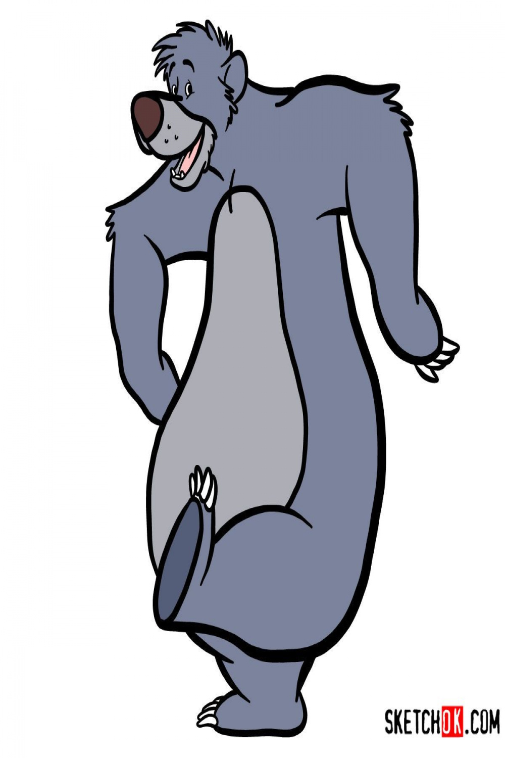 How to draw Baloo from the Jungle Book - Step by step drawing