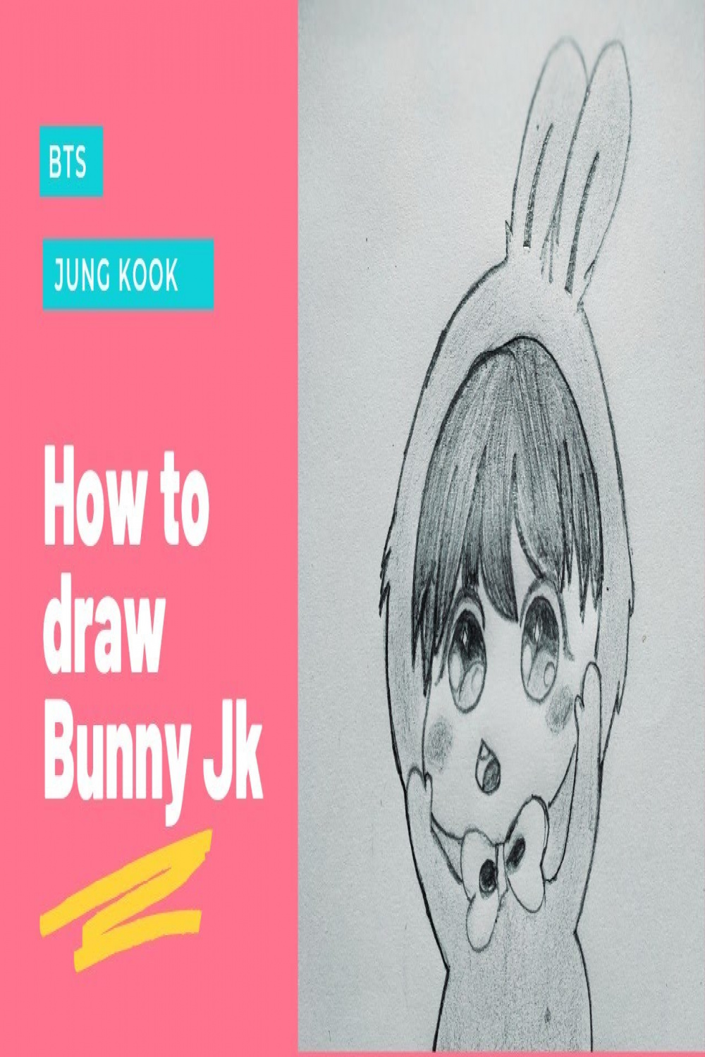 How to draw bunny JungKook (Bts jk)  cute bunny jk