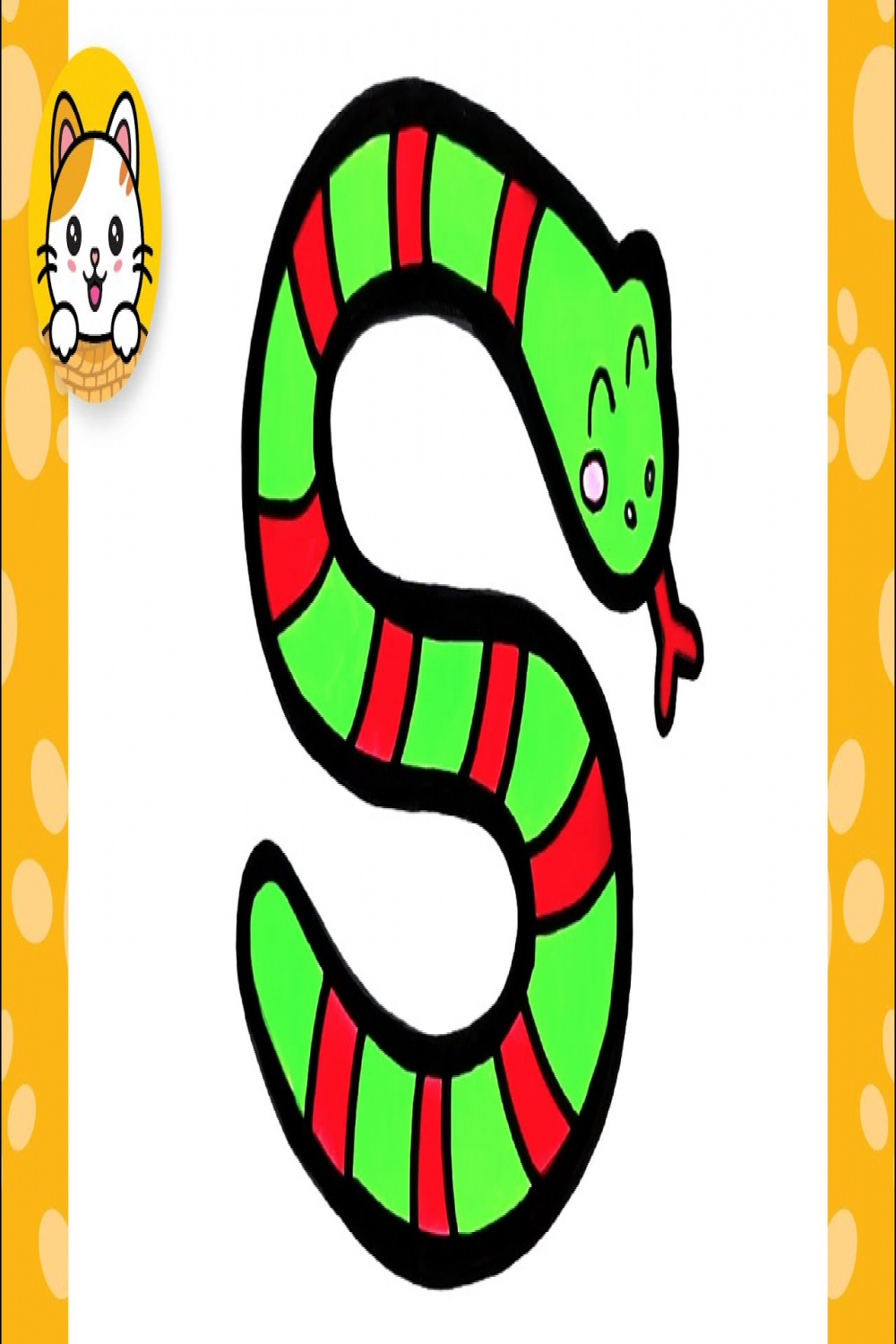How to draw Cute Letter S Snake SUPER SIMPLE & EASY  Cartoon Alphabet   step by step kids drawing