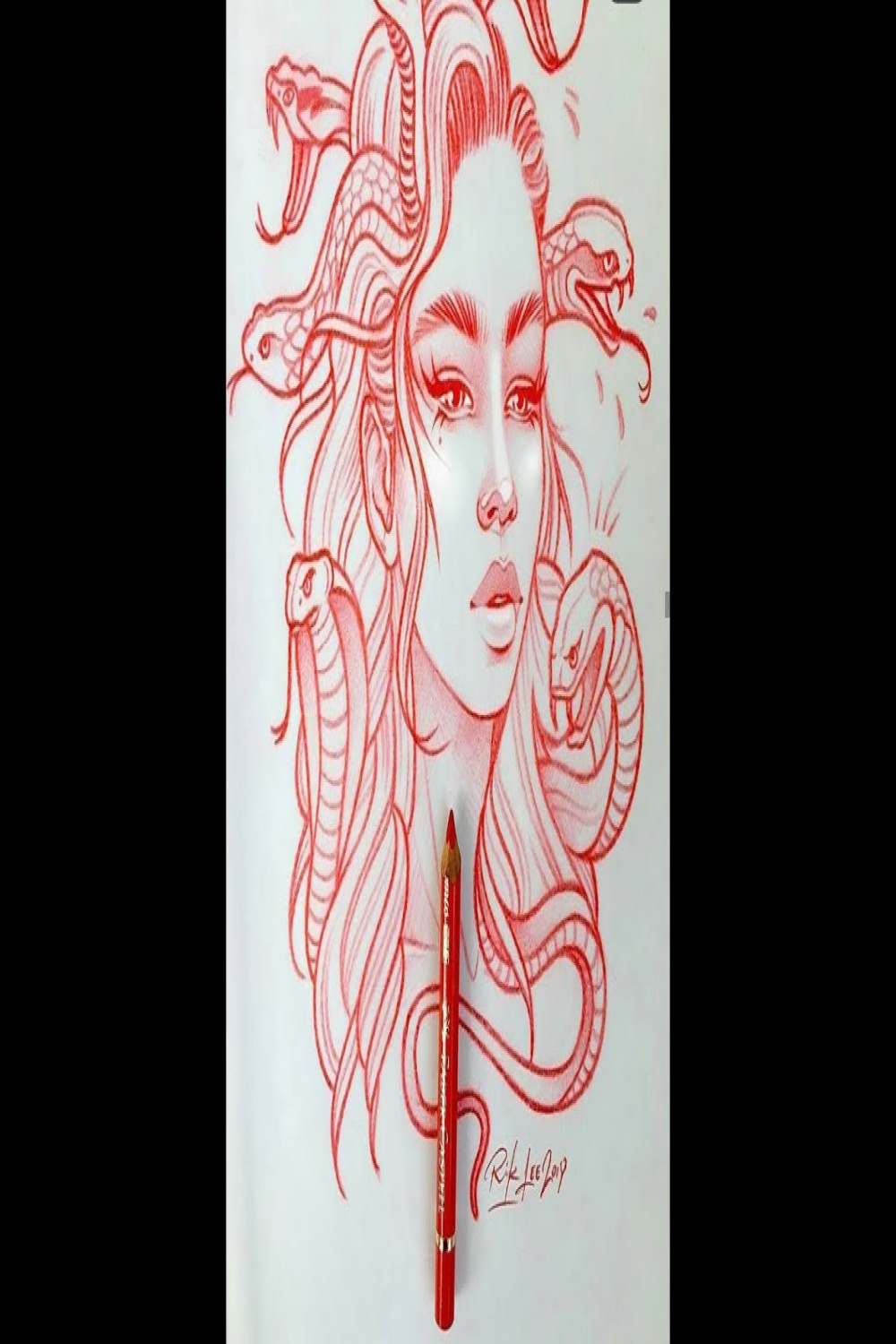 HOW TO DRAW - GIRL WITH SNAKES HAIR PEN SKETCH