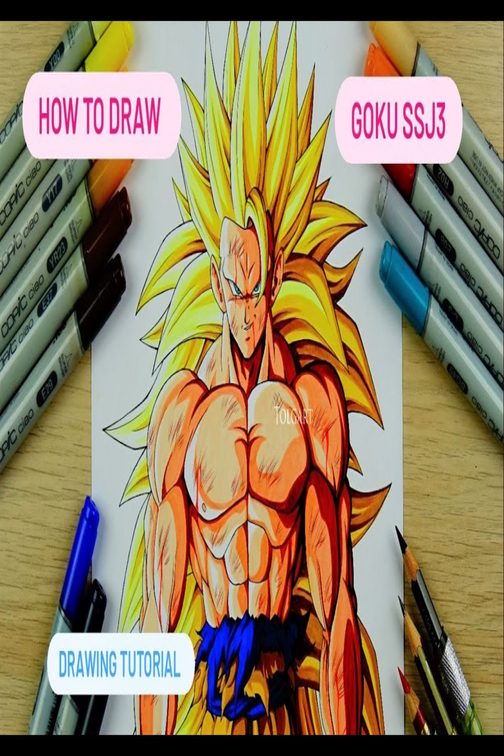 How to Draw Goku SSj - Battle Damaged  Step by Step Drawing Tutorial  K