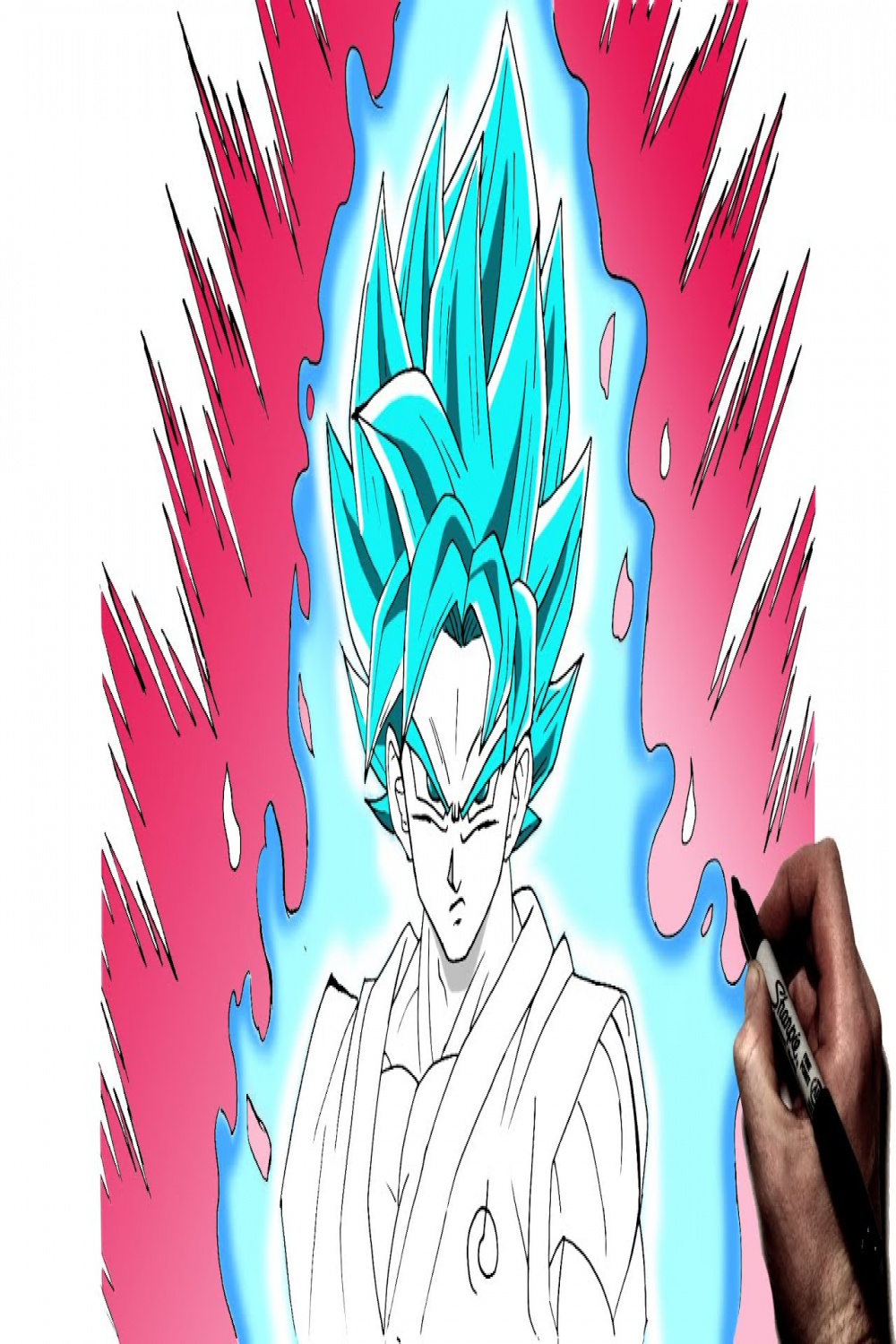 How To Draw Goku SSJ Blue (Kaioken)  Step By Step  Dragonball
