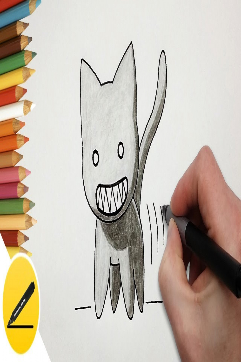 How to draw Kamineko the Cat (Biting or Evil Cat) - Drawing step by step -  Anime characters
