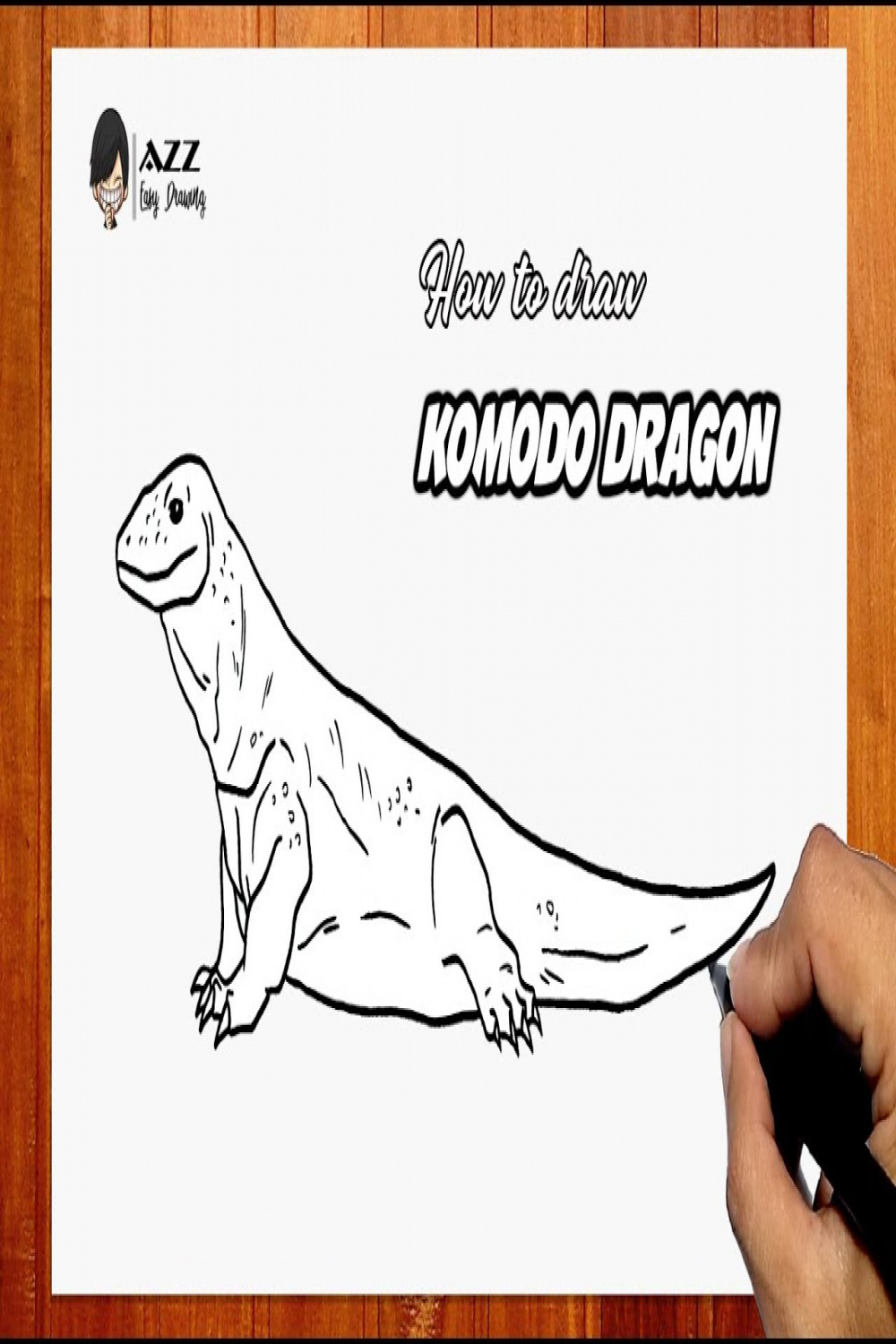 How to draw Komodo Dragon step by step