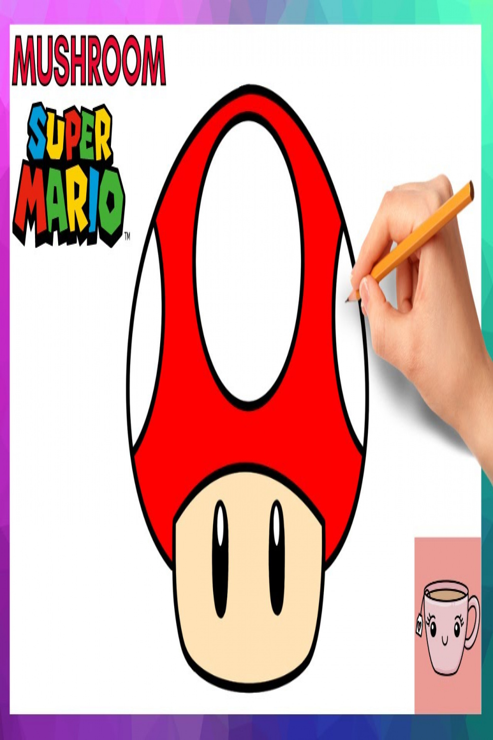 How To Draw Mushroom from Super Mario Brothers  Easy Step By Step Drawing  Tutorial