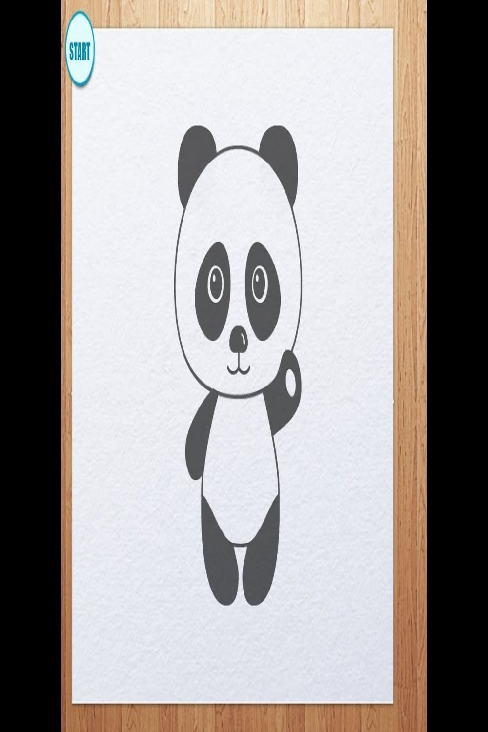 How to draw panda bear (panda is waving its hand)