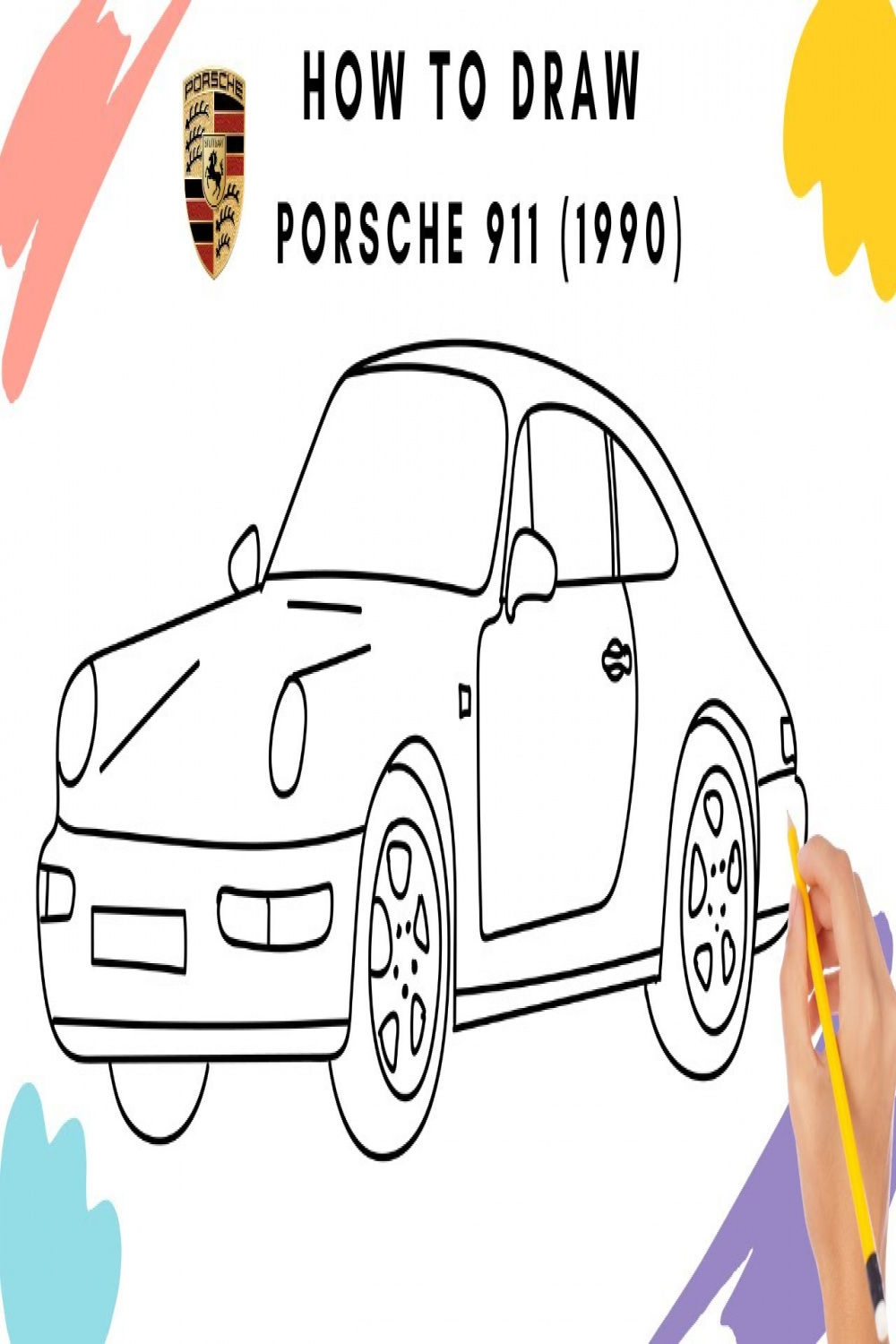 How to draw Porsche  () step by step easy  Kitz Drawing