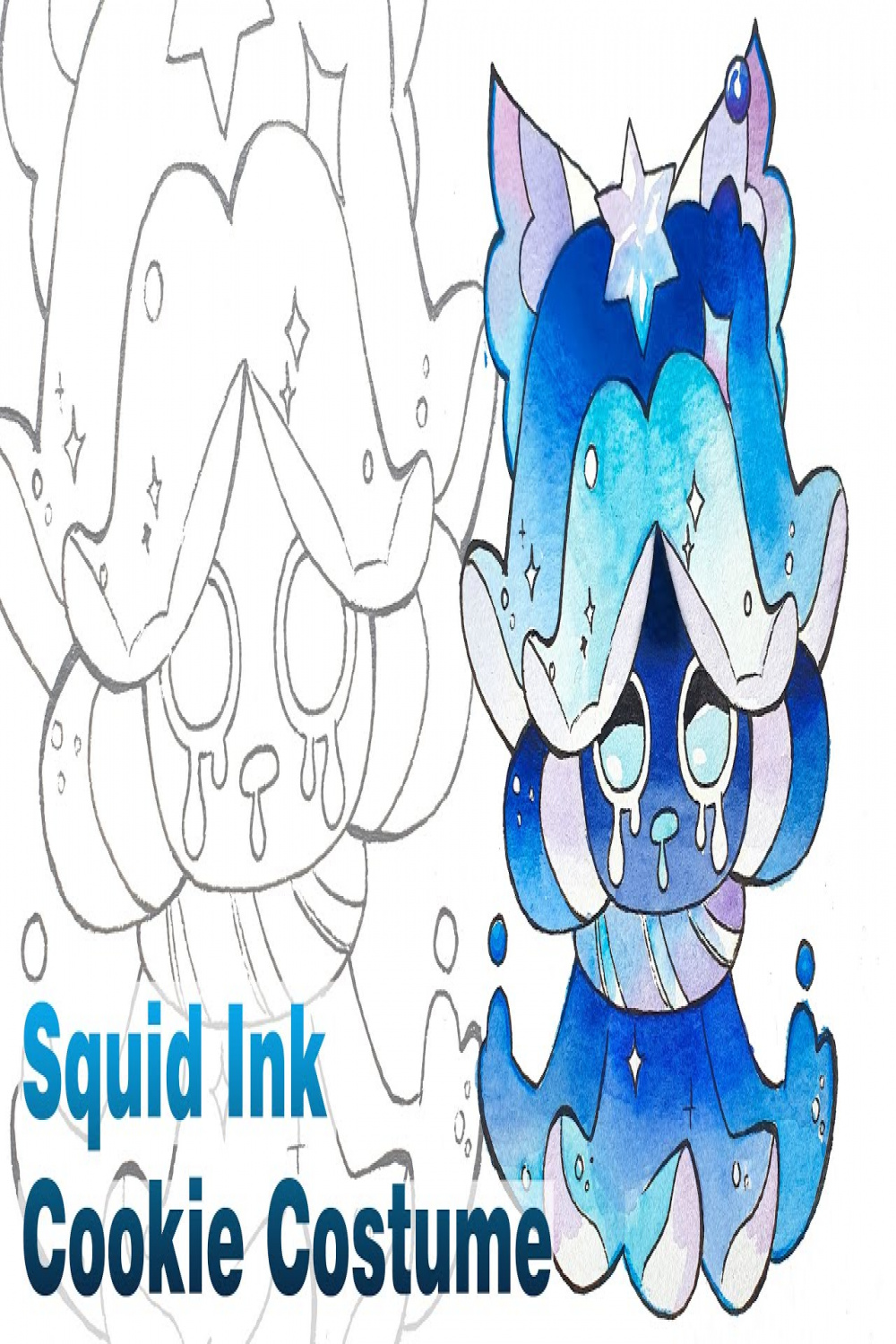 How to draw Squid Ink Cookie  Cookie Run Kingdom  Drawing Tutorial