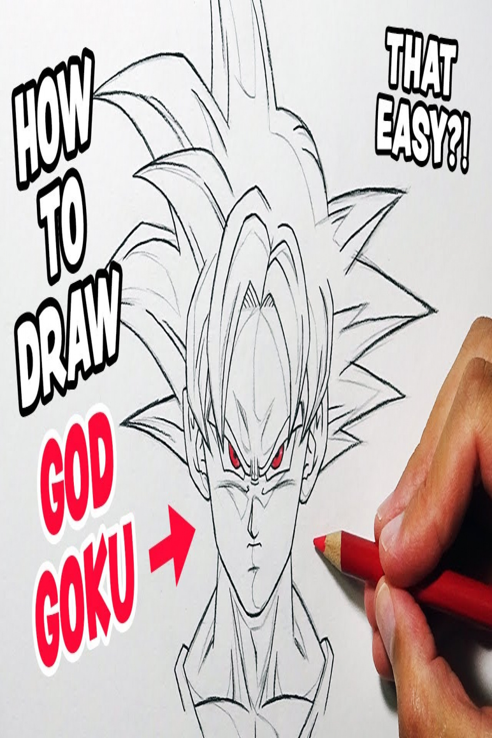 How To Draw SUPER SAIYAN GOD GOKU For Beginners! Step By Step!