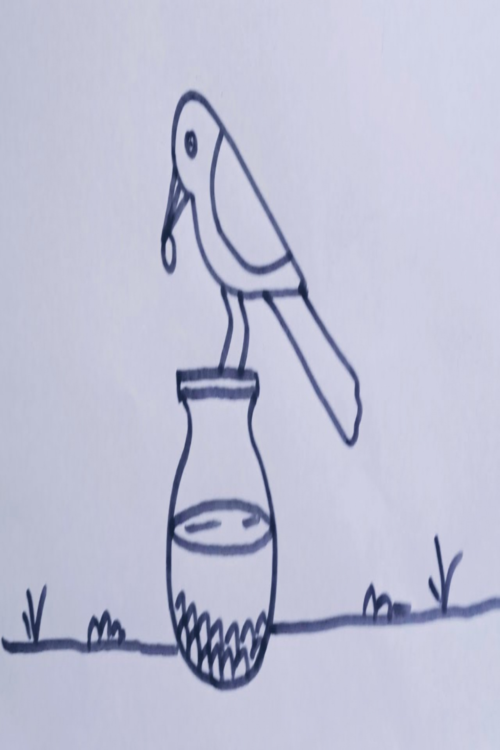 How to draw the thirsty crow story//easy drawing step by step//crow drawing  simple