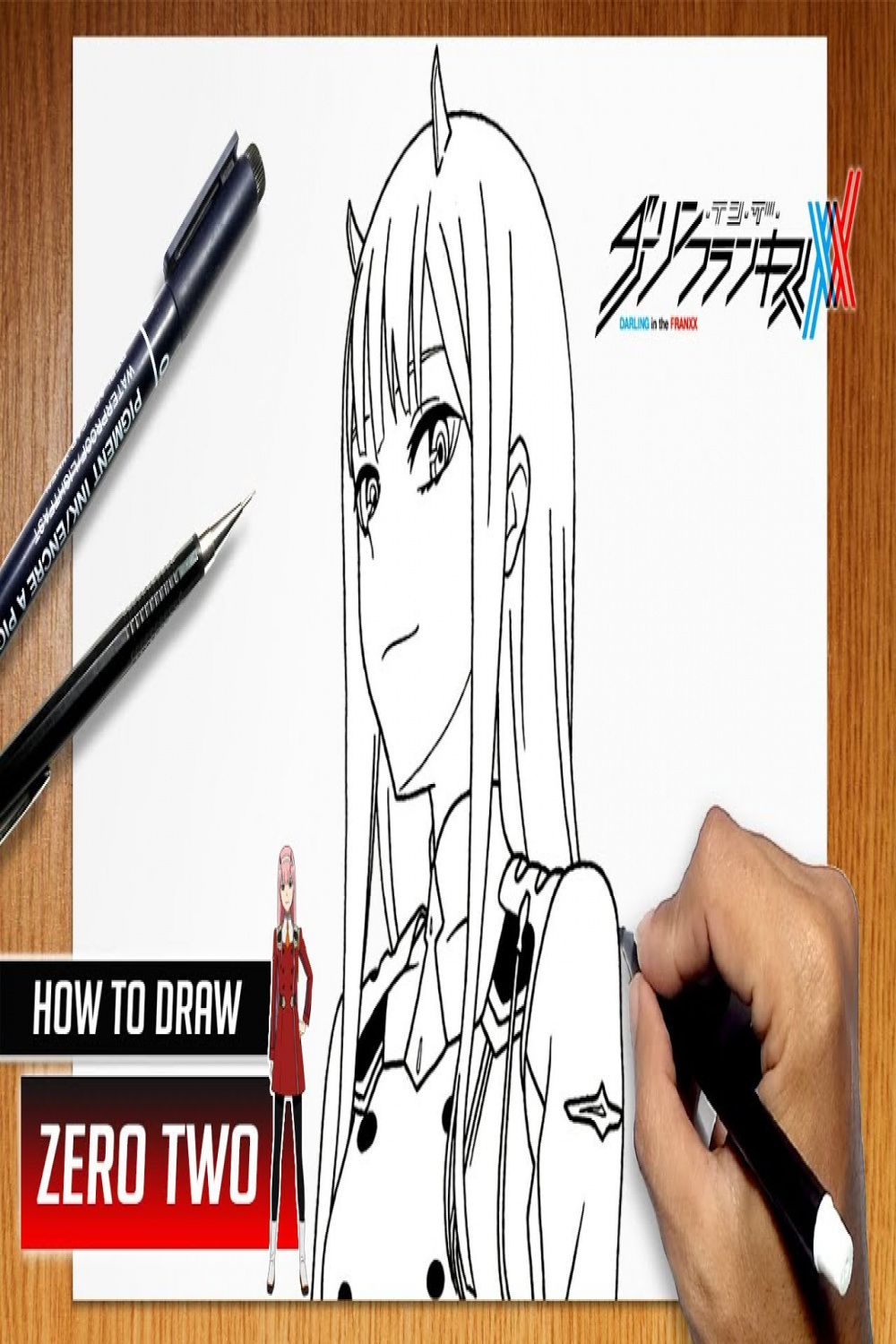 How to draw Zero Two from Darling in the Franxx