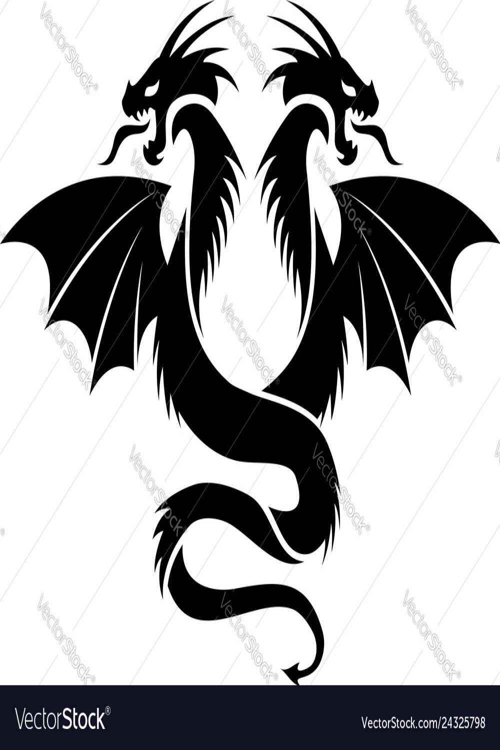 Icon of flying two headed dragon Royalty Free Vector Image