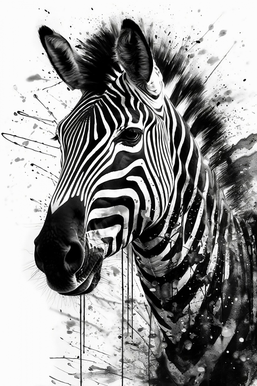 Illustration A black and white drawing of a zebra