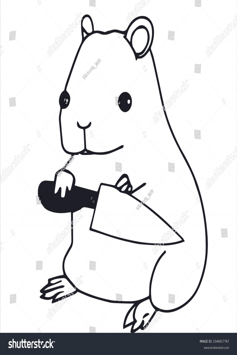 Illustration Cute Hamster Knife Kitchen Stock Illustration
