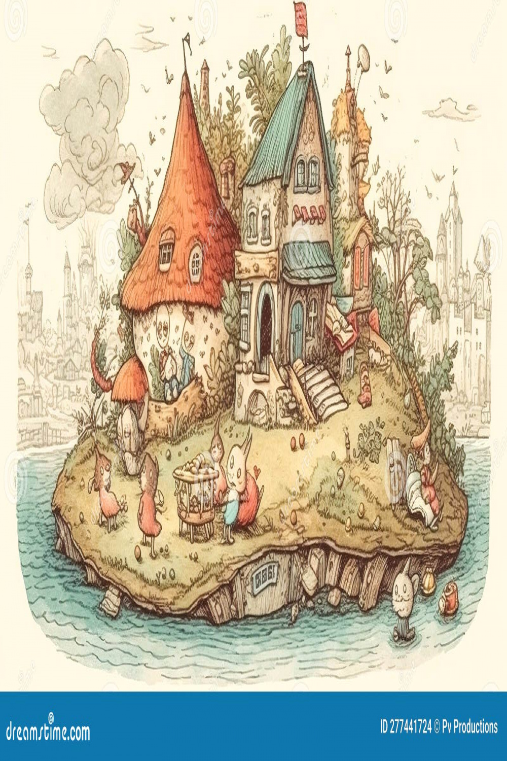 Illustration for Book with Fairy Kingdom, Generative AI