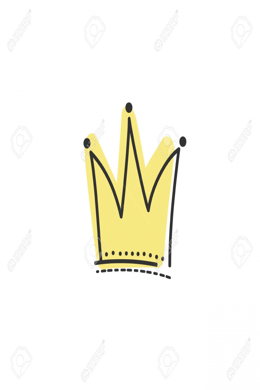 Illustration Of The Yellow Crown In Doodle Style